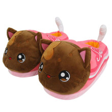 (C) Meemeows Cat Plush Slippers Cute Anime Cartoon Aphmau Plush Cat Stuffed Animal Plush Slippers Gift For Fans Kids