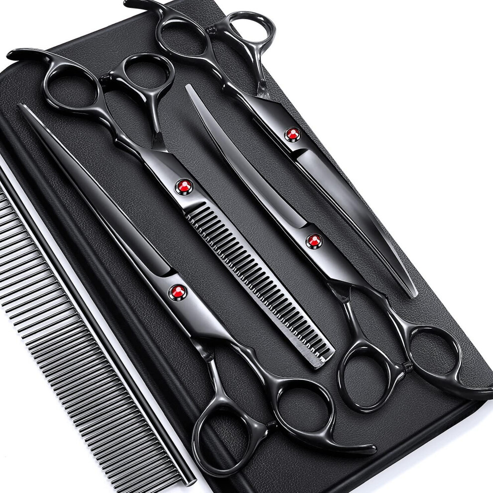 7.0in Stainless Steel 6 In 1 Professional Dog Grooming Scissors Kit, Heavy 4cr Tit