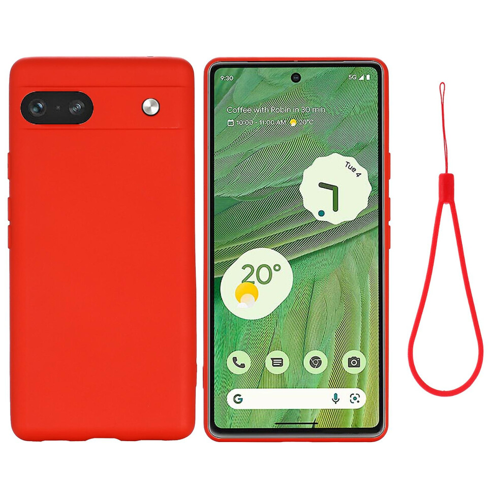 (Red) Liquid Silicone Case For Google Pixel 7A Red