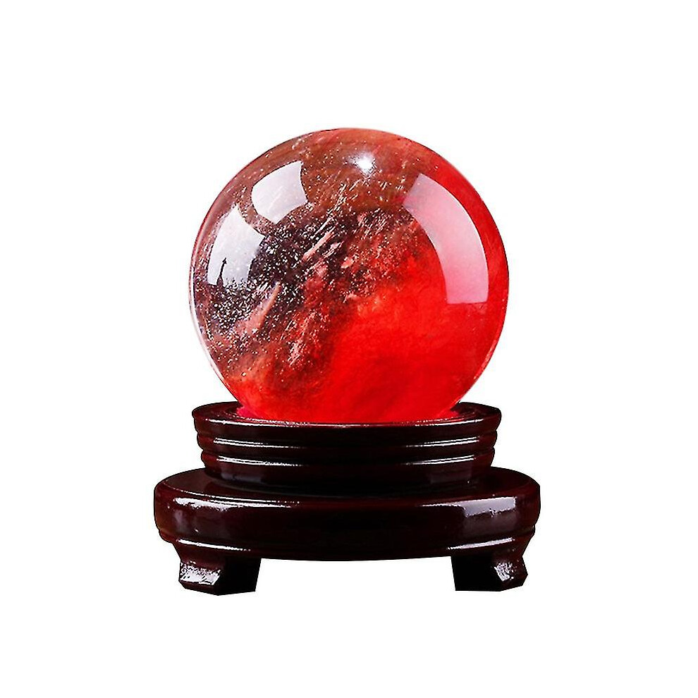 80mm Red Citrine Calcite Quartz Crystal Sphere Ball Healing Gemstone