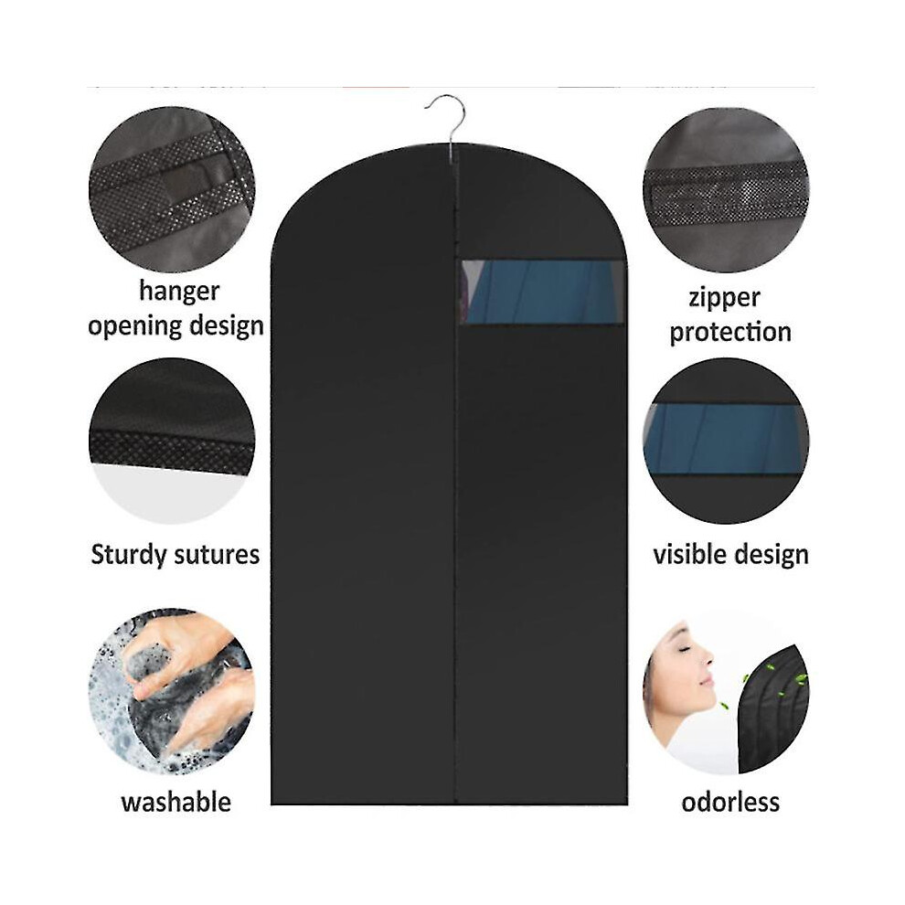 (, 60X100cm) 5Pcs Hanging Garment Bags For Storage Breathable Suit Cover Clothes Dust Cover Hanging Pockets Grey