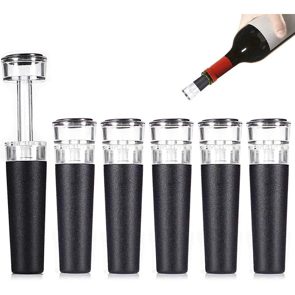 Wine Stoppers, 6 Pack Vacuum Wine Stopper, Reusable Wine Bottle Stoppers With Built-in Vacuum Pump Leakproof Wine Bottle Sealer Silicone Caps, Air Rem