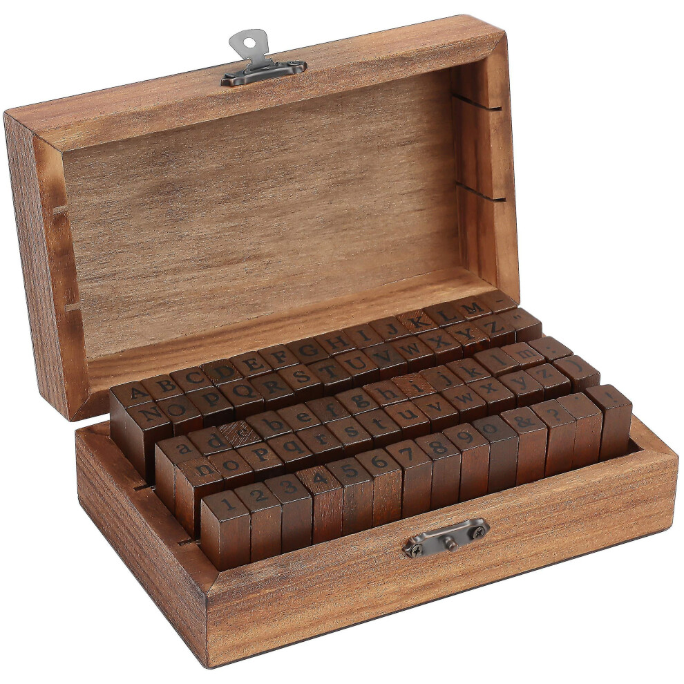 Alphabet Letter Stamp With Numbers And Symbols (70 Pcs)  - Wood Stamp
