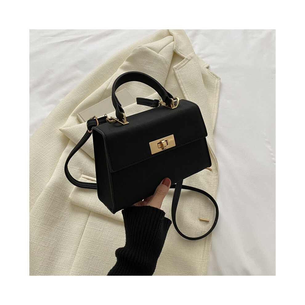(Black) Shoulder Crossbody Bag Women Soft Leather Fashion Simple Solid Color Casual
