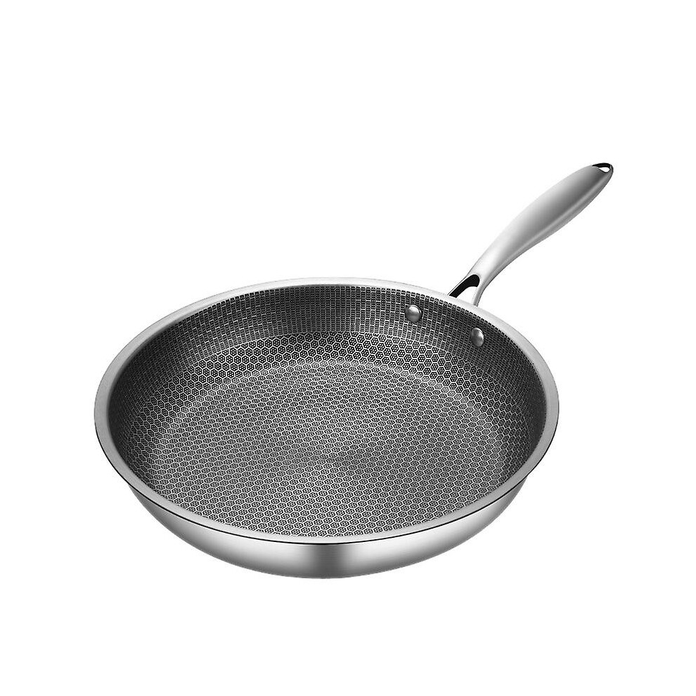 Stainless Steel Frying Pan Non-stick Pot 28cm Fried Steak Pot Saucepan Single-sided Honeycomb-image-OPC-PDWVGYX-NEW
