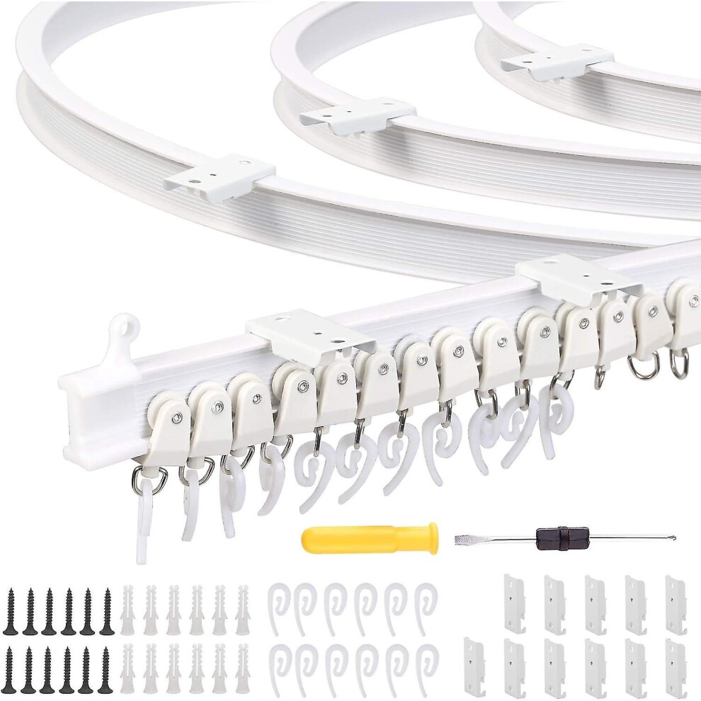 Ceiling Curtain Track Kit, 3.5m Foldable Ceiling Track, Flexible Curtain Track With 26 Curtain Hooks