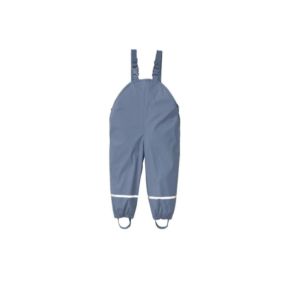 Children's Rain Dungarees Rain Pants Waterproof Breathable Dungarees Mud Pants With Suspenders For Girls Boys-110/116(grey)
