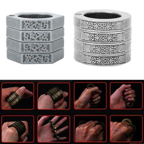 (Bronze, Hexagon) Hexagon Retro Magic Ring Personalized 4-finger Ring Multifunctional  Outdoor Climbing Emergency 2