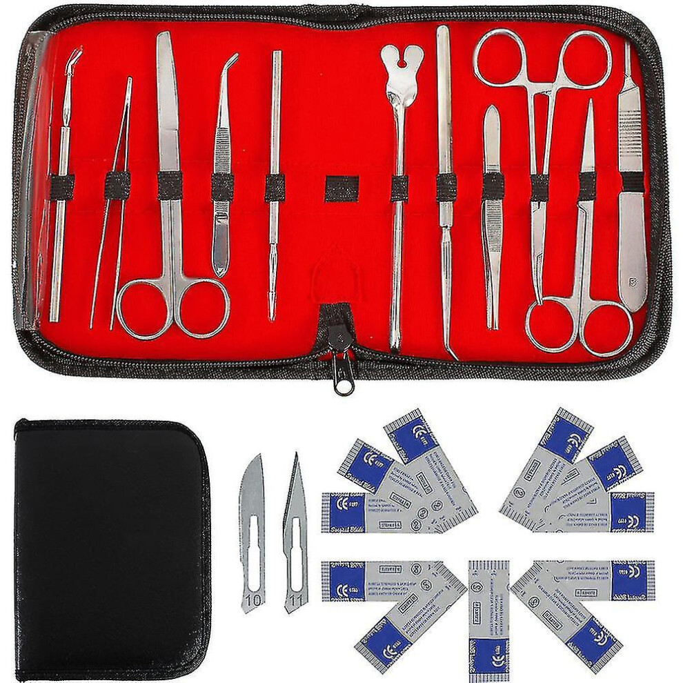 22 Pcs Minor Surgery Set Surgical Instruments Kit Stainless Steel Dissecting Scissors Tweezers