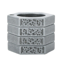 (Silver, Hexagon) Hexagon Retro Magic Ring Personalized 4-finger Ring Multifunctional  Outdoor Climbing Emergency