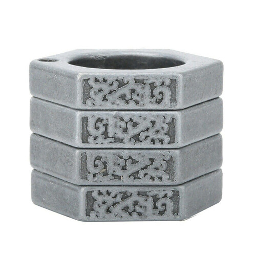 (Silver, Hexagon) Hexagon Retro Magic Ring Personalized 4-finger Ring Multifunctional  Outdoor Climbing Emergency