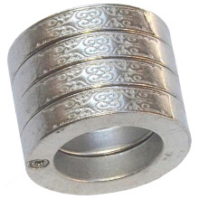 (Silver, Round) Hexagon Retro Magic Ring Personalized 4-finger Ring Multifunctional  Outdoor Climbing Emergency