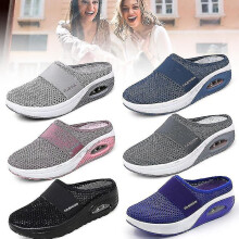 (Air Cushion Slip-on Walking Shoes Orthopedic Diabetic Mesh Flatform Wedge Slider) Air Cushion Slip-on Walking Shoes Orthopedic Diabetic Mesh Flatform Wedge Slider