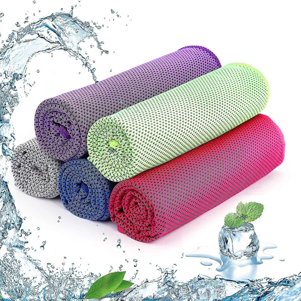 Cooling Towel 4 Pack Instant Relief Microfiber Cool Towels Chilling Neck Wrap Ice Cold Rags/scarf For Sports Gym Fitness Camping Cycling Hiking Workou