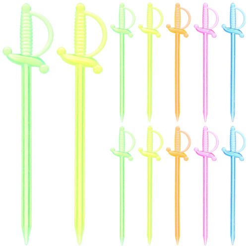 200pcs Plastic Cocktail Sword Picks Party Fruit Picks Sword Shaped Appetizer Picks