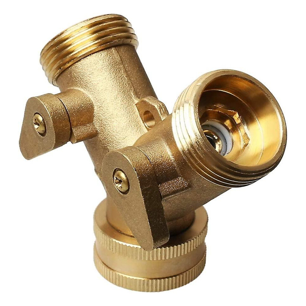 Double Washing Machine Faucet, 2 Way Y-Shape Hose Dispenser 3/4 Inch Brass Hose Connector with Adjustable Handle for Watering Washing Garden Farmhouse