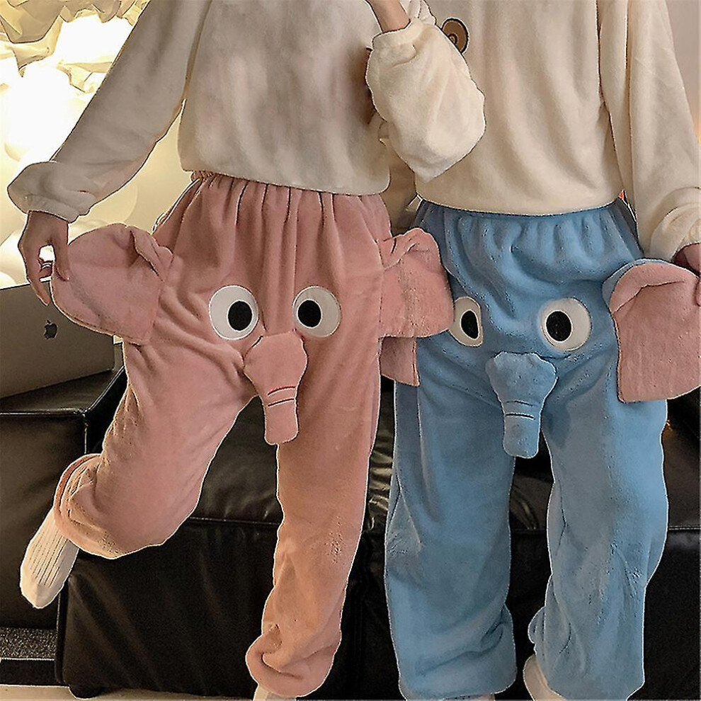 Elephant Trunk 3d Flannel Pajama Pants Mens Womens Funny Cartoon Warm Sleepwear