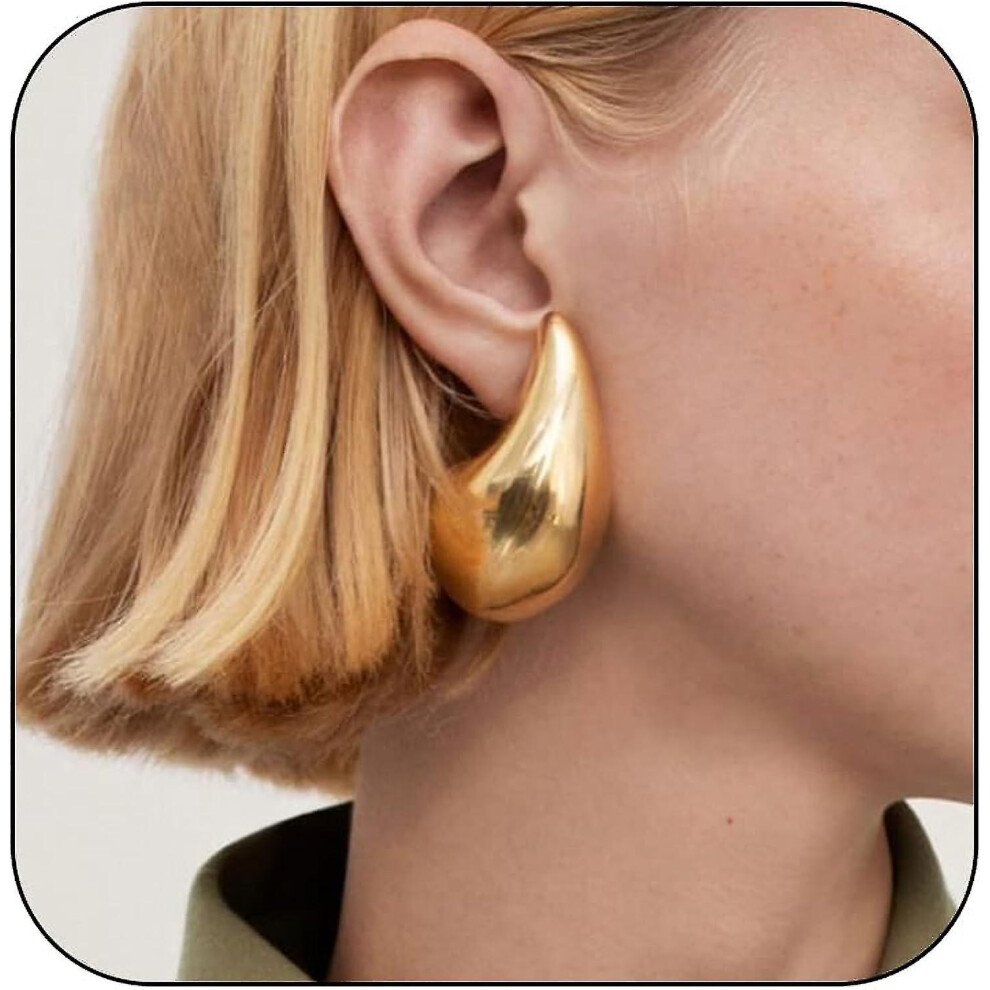 Extra Large Bottega Earring Dupes Hypoallergenic Chunkygoldhoopearrings Lightweight Waterdrop Teardrop Earrings Trendy Gold Waterdrop Earrings For Wom