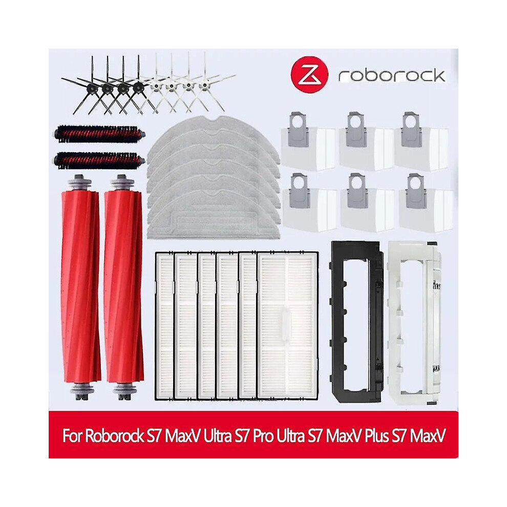 For Roborock S7 Maxv Ultra S7 Pro Ultra Accessories S7 Maxv Plus Main Side Brush Mop Hepa Filter Dust Bag Robot Vacuum Cleaner