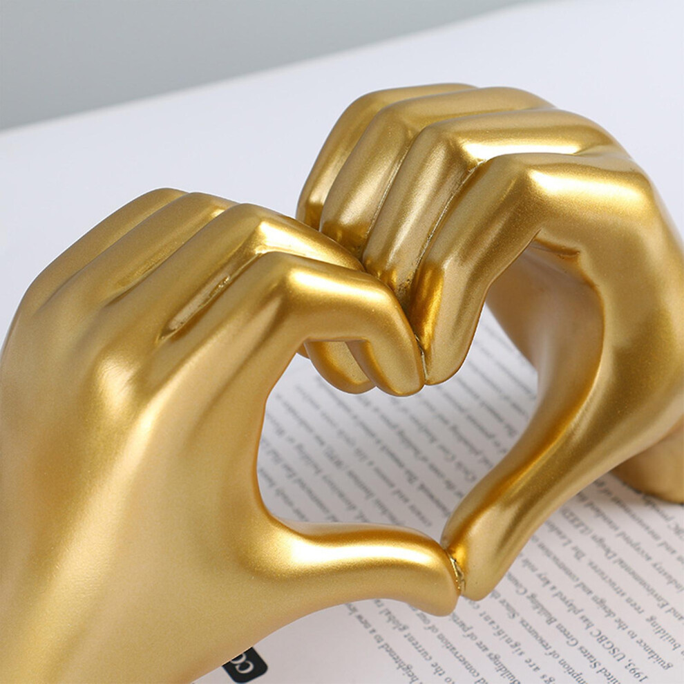Heart Hands Sculpture Gold, Heart Gesture Statue, Home Table Decor Hand Heart Sign Statue Valentine's Day Gift