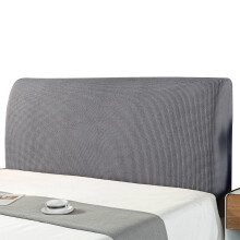 (Grey, 1.5m) Bedroom Decorative Headboard Cover Solid Color All Inclusive Thicken Elastic New