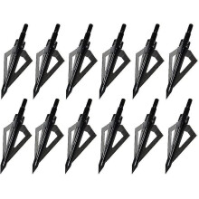 Hunting Broadheads, 12pk 3 Blades Archery Broadheads 100 Grain Screw-in Arrow Heads Arrow Tips Compatible With Traditional Bows And Compound Bow-meili