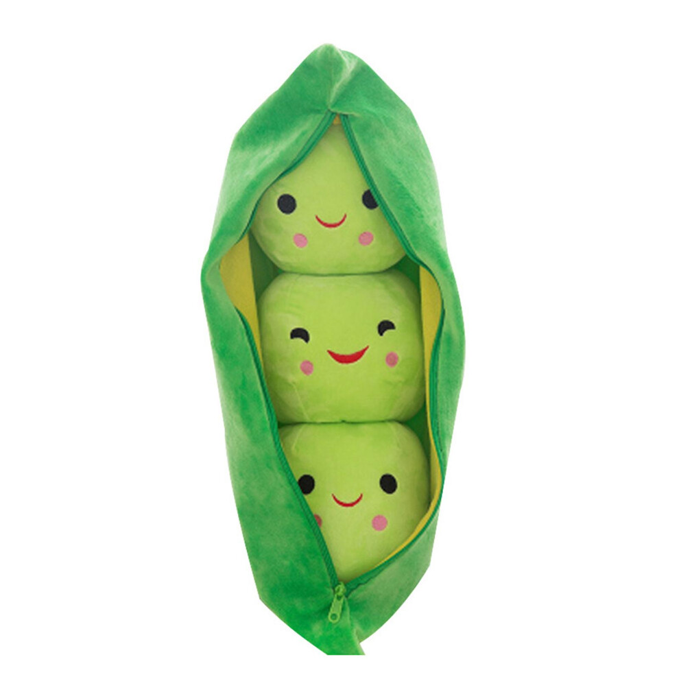 Lovely Pea Pod Shape Plush Bean Bag With 3 Smiling Beans Soft Pillow Home Decoration