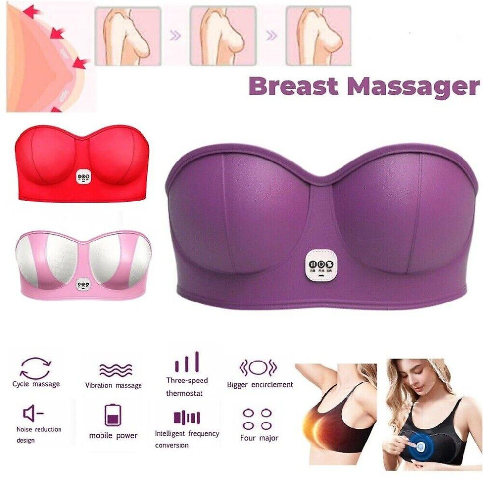 Red (Red) Breast Massager Bra Ems Lift Vibration Massage Heating Stimulator Enhancer Warm