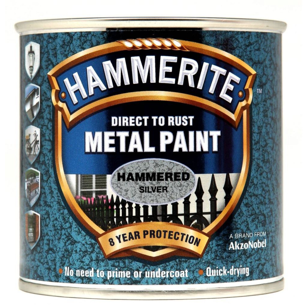 Hammerite - Metal Paint Hammered 250ml - Silver