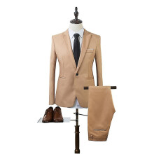 Men 2 Piece Business Formal Suit Set Slim Fit Blazer Pants