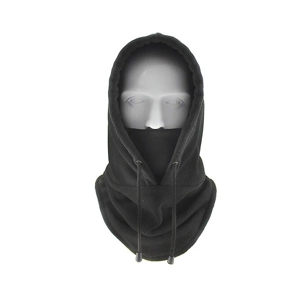 (Black) Winter Windproof Hiking Caps Men Warm Thermal Fleece Balaclava Face Beanies Ski Bike Motorcycle Cycling Neck Warmer Helmet Hat Black 6262875201508