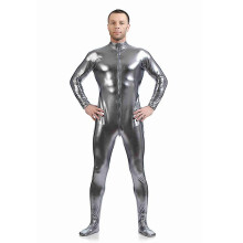 Mens Latex Bodysuit, Mens Full Body Leotard Long Sleeves Faux Leather Bodysuit