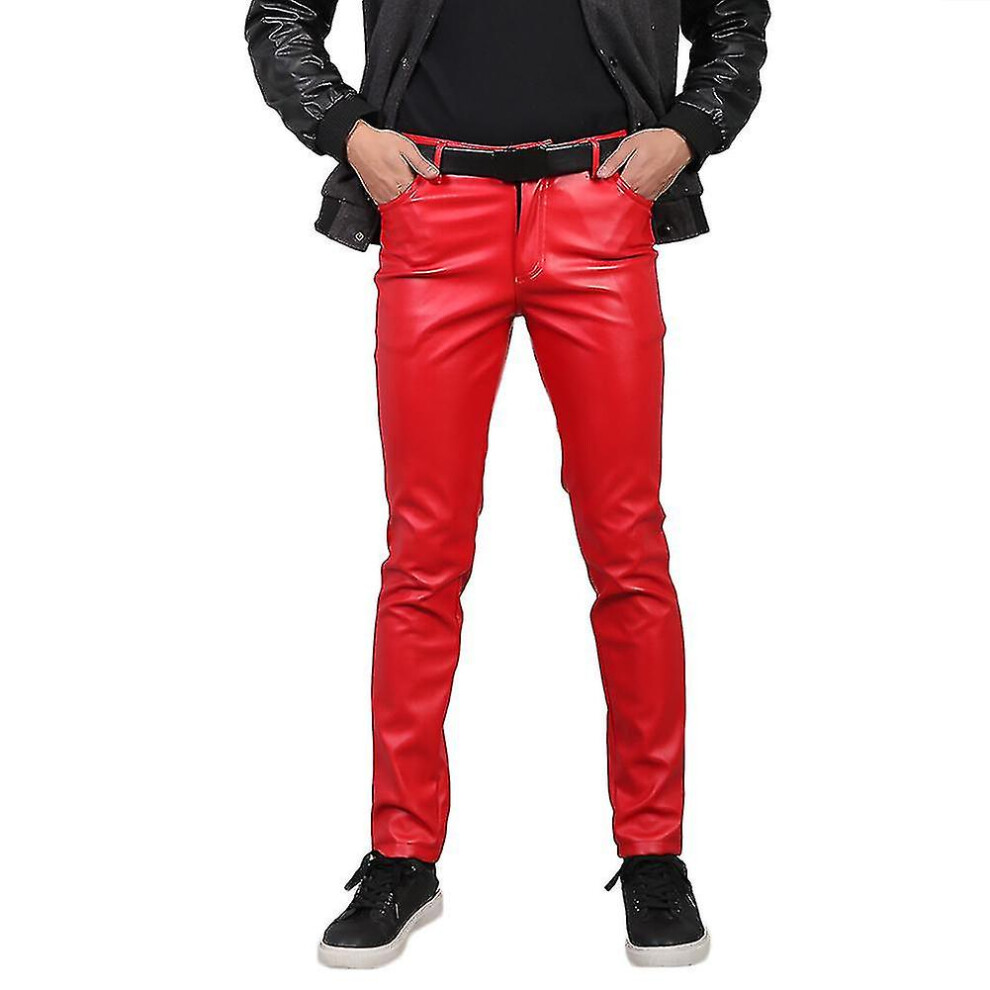 Men's Stretch Tight Faux Leather Pants