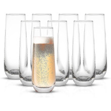 Milo Stemless Champagne Flutes Set Of 8 Crystal Glasses. 9.4oz Champagne Glasses. Prosecco Wine Flute, Mimosa Glasses Set, Cocktail Glass Set, Water G