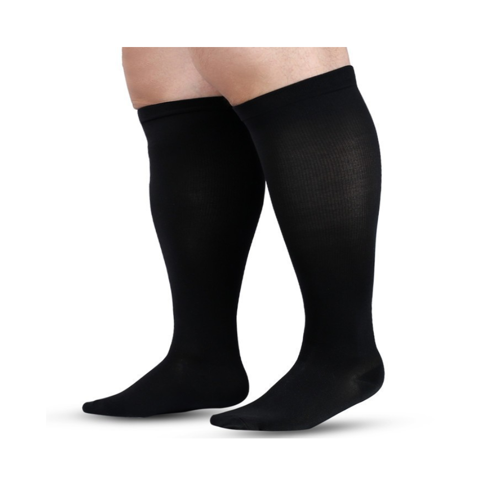 Newjass Black (Plus Size 3XL) Plus Size Compression Socks 20-30Mmhg Extra Wide Calf Knee High Stocking 2XL-4Xl