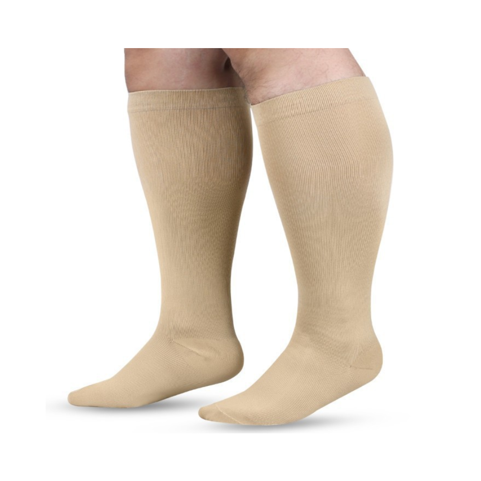 Newjass Cream (Plus Size Skin, 3XL) Plus Size Compression Socks 20-30Mmhg Extra Wide Calf Knee High Stocking 2XL-4Xl