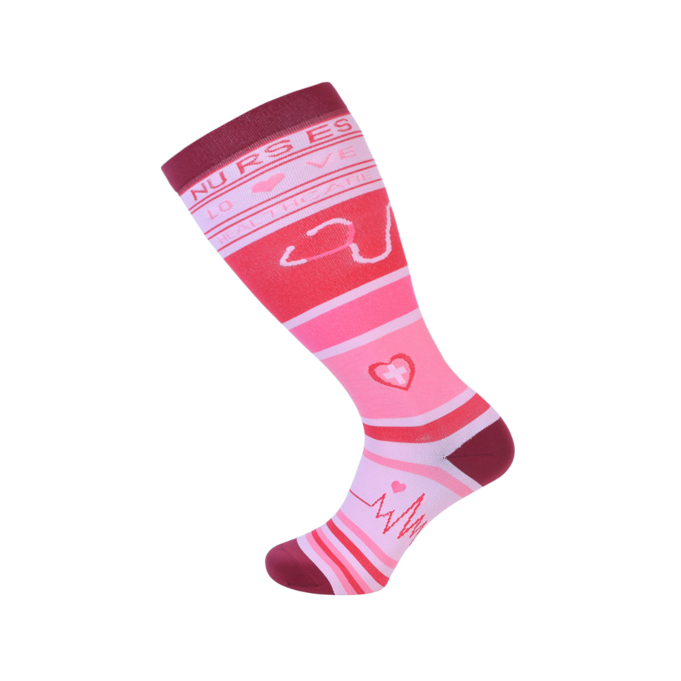 Newjass Multicoloured (Plus Size Rose Stethoscope, 2XL) Plus Size Compression Socks 20-30Mmhg Extra Wide Calf Knee High Stocking 2XL-4Xl