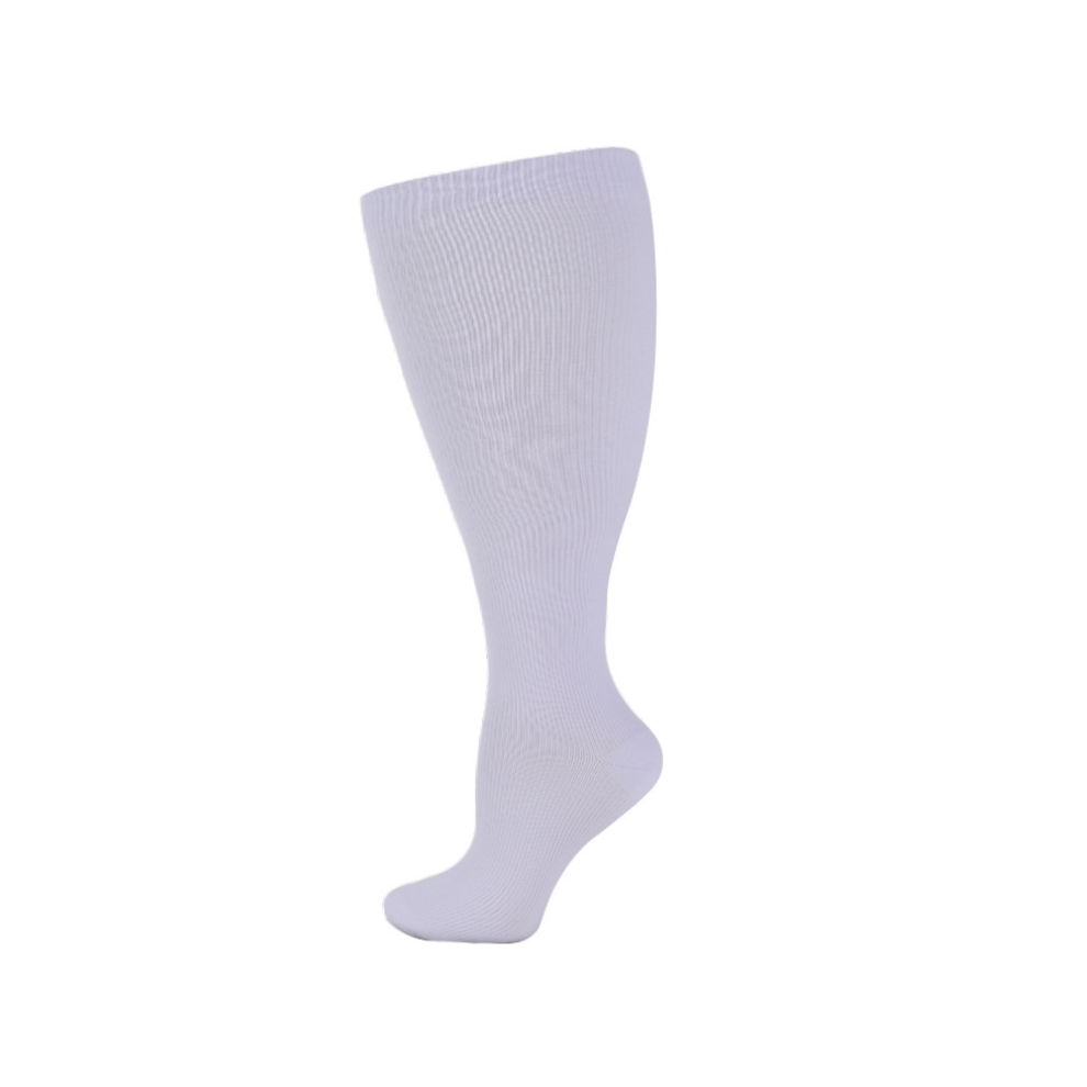 Newjass White,Multicoloured (Plus Size White, 2XL) Plus Size Compression Socks 20-30Mmhg Extra Wide Calf Knee High Stocking 2XL-4Xl