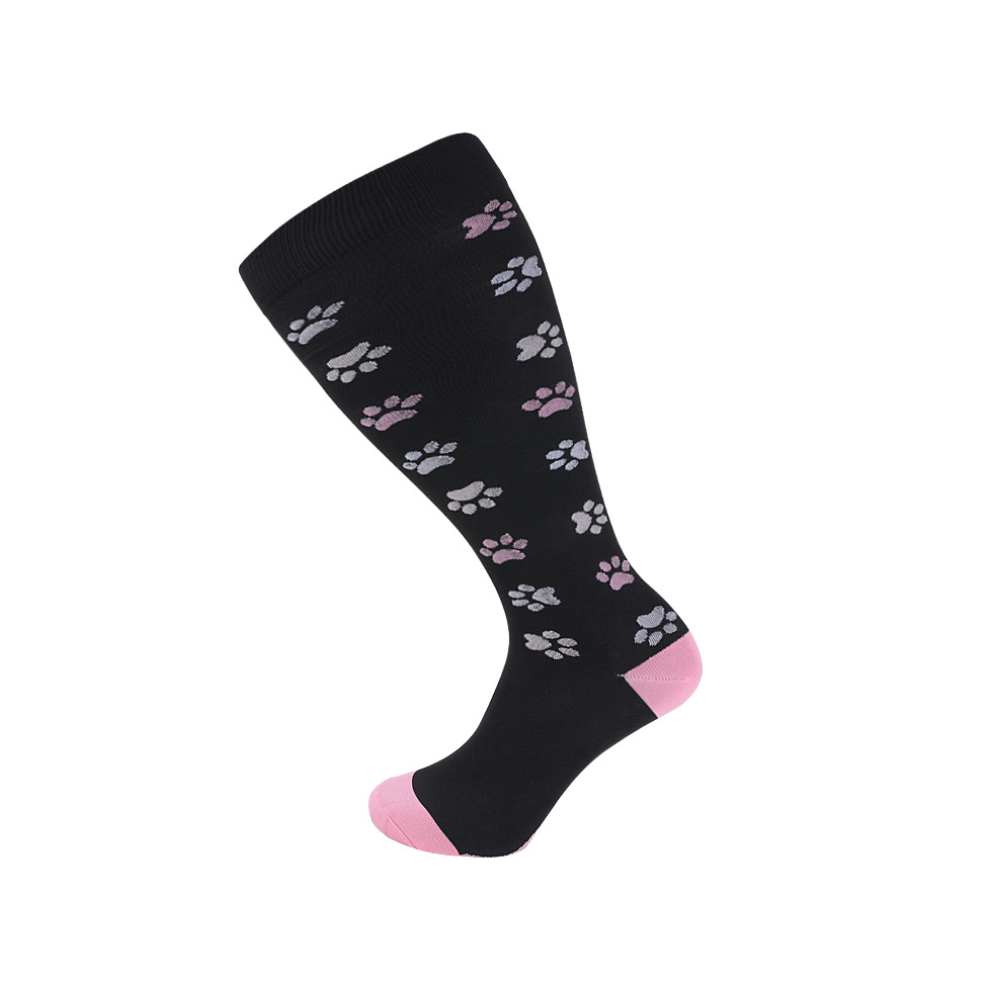 Newjass Multicoloured (Plus Size Dog Footprints, 3XL) Plus Size Compression Socks 20-30Mmhg Extra Wide Calf Knee High Stocking 2XL-4Xl