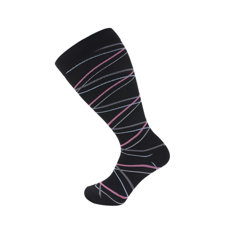 Newjass Multicoloured (Plus Size Ribbons, 2XL) Plus Size Compression Socks 20-30Mmhg Extra Wide Calf Knee High Stocking 2XL-4Xl