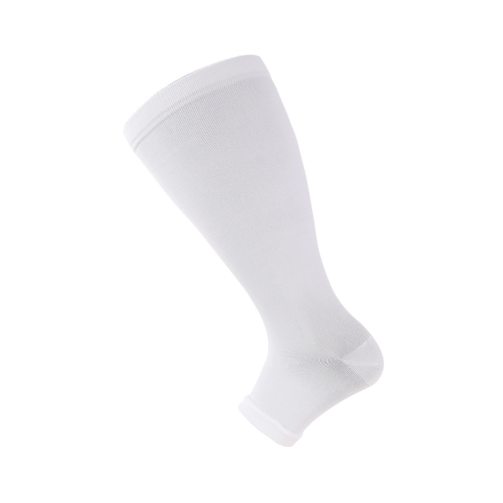 (Plus Size Open toe white, 4XL) Plus Size Compression Socks 20-30mmhg Extra Wide Calf Knee High Stocking 2XL-4XL