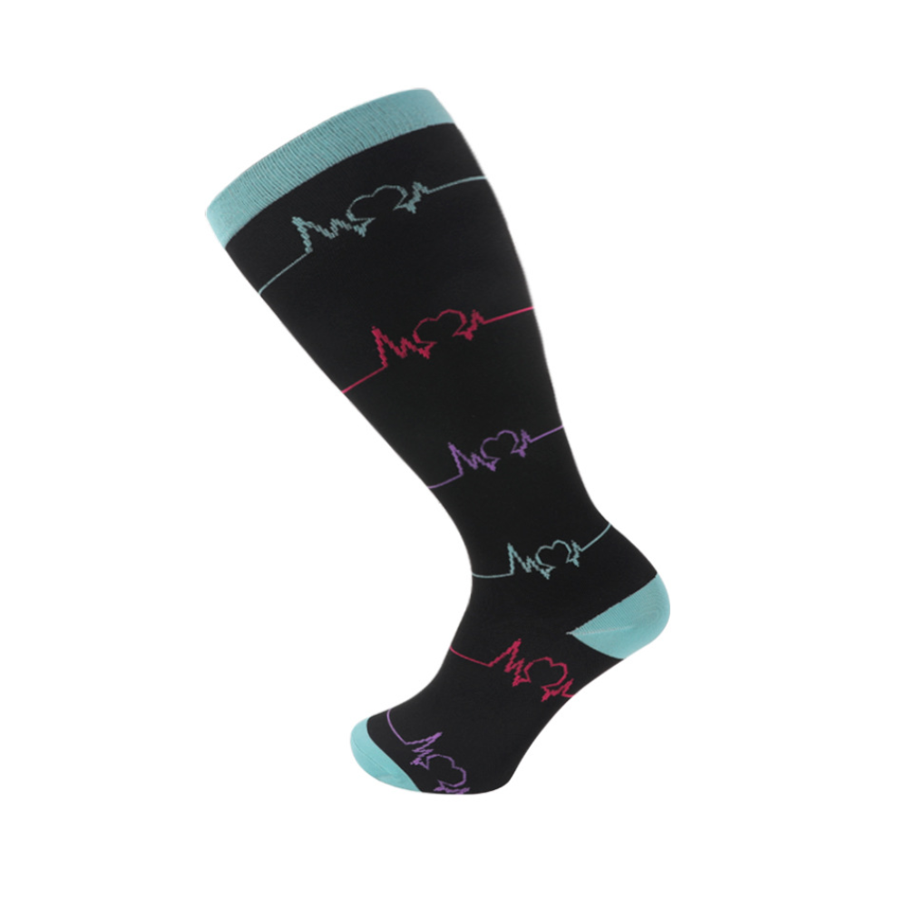 Newjass Blue,Multicoloured (Plus Size Lake Blue Stethoscope, 4XL) Plus Size Compression Socks 20-30Mmhg Extra Wide Calf Knee High Stocking 2XL-4Xl