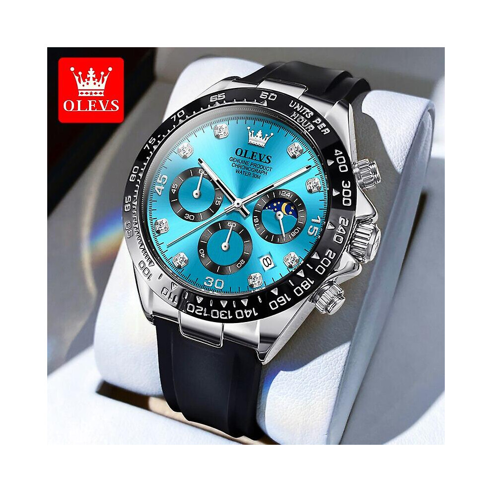 Olevs Mens Watches Top Brand Luxury Chronograph Quartz Watch For Men Sports Silicone Waterproof Wristwatch Relogio Masculino