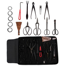 Garden Bonsai Tool Set 15pcs Carbon Steel Kit Cutter Scissors With Nylon Case Outdoor Shackle For