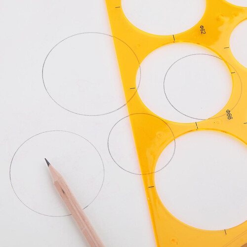 K Resin Round Geometric Template Ruler Stencil Drawing Measuring Tool Students 1