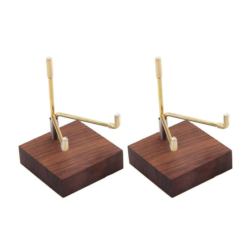 2 Pcs Walnut Display Stand Base Trident Display Holder For Fossil Geodes Rock Mineral Agate S Coral