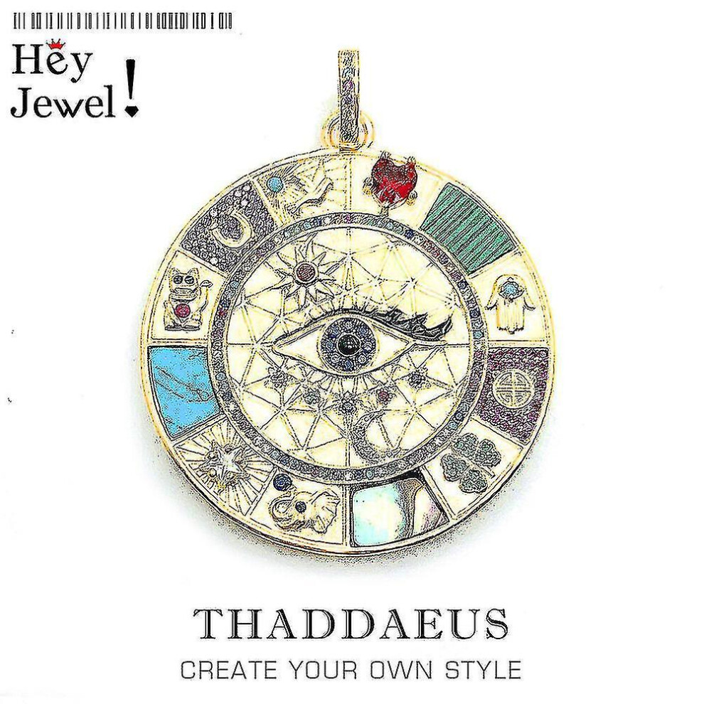 Pendant Amulet Magical Lucky Symbols, Summer Golden Jewelry Vintage 925 Sterling Silver Powerful Gif