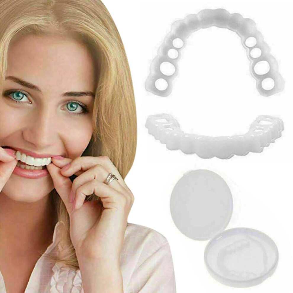 Perfect Smile Brace Snap On Upper Fake Teeth Dental Veneer Denture Cover Set