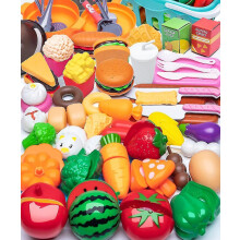 60 Pcs Cutting Play Food Toy For Kids Kitchen, Pretend Fruit