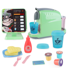 (green) Kids Coffee Machine Toy with Lights Sounds and Interactive Order Broadcast Perfect Pretend Play Kitchen Ideal for Role Play Early Learning